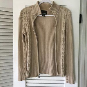 Roll Collar Cable Knit Cardigan